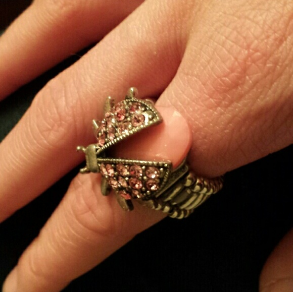 Pink ladybug stretch ring