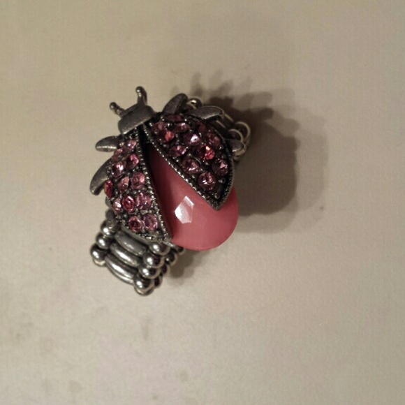 Pink ladybug stretch ring - Picture 2 of 4