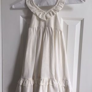 Cream linen hand made dress - child size 2-4