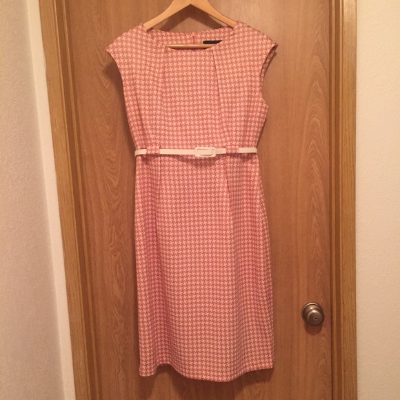 Pink Houndstooth sheath dress