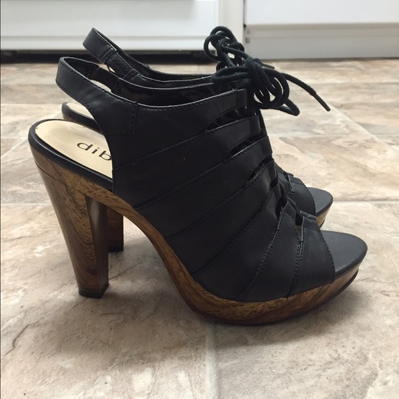 Diba Black Lace-Up Bootie Heel