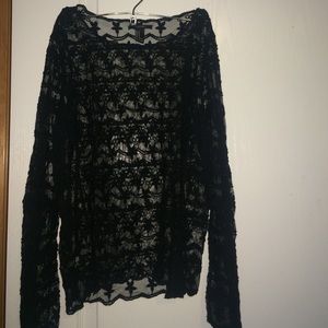 Black lace long sleeve shirt