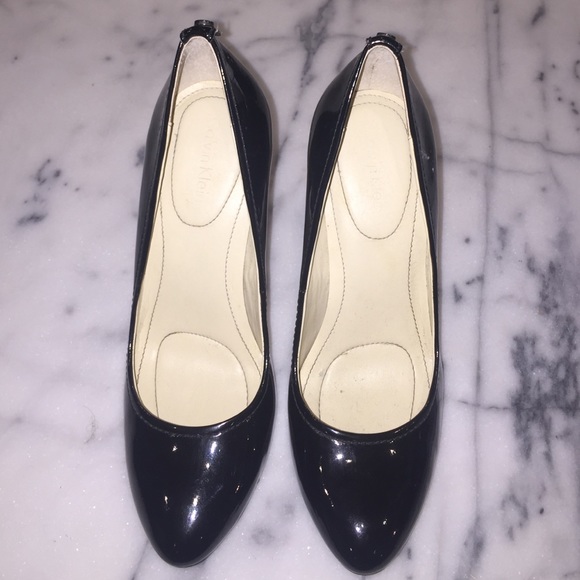 Calvin Klein black patent leather heels