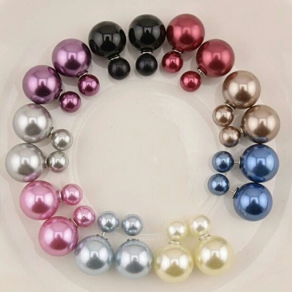 "Pearl" Double Sided Earrings Light Pink - Picture 2 of 2