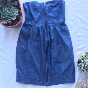 Denim Zip-Up Front mini dress OBO