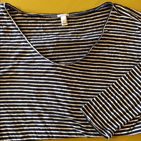 J. Crew Tops - J. Crew v-neck navy stripe 3/4 sleeve tee - sz.S