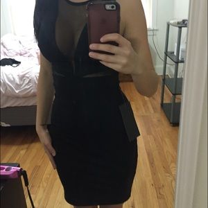 NWT Bebe Mesh Cut Out Dress Black