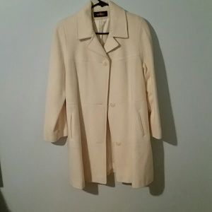Sz L Cream Wool Blend Winter Coat