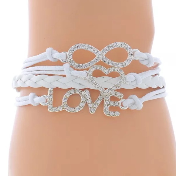 Love heart infinity rhinestones bracelet
