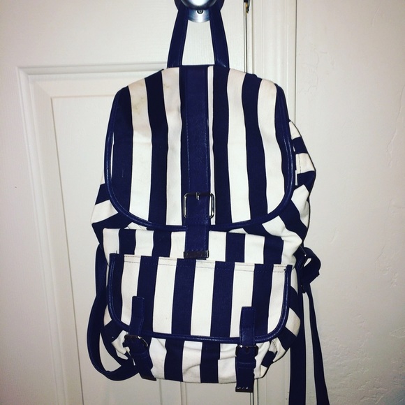 Blue and white striped forever 21 bag