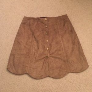 Camel Colored Suede Scalloped Skirt