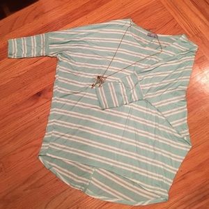 Mint and white striped dolman top