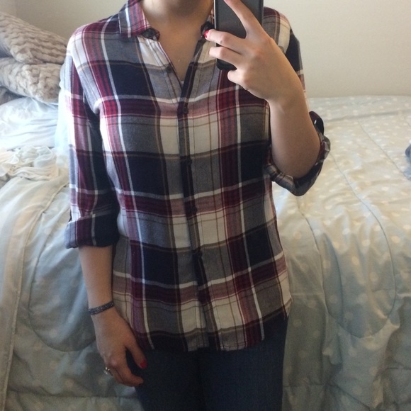 Burgundy and Navy SOFT plaid shirt