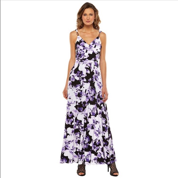 Purple floral maxi dress