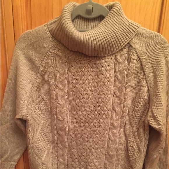 Crop Top Cable Knit Turtle Neck