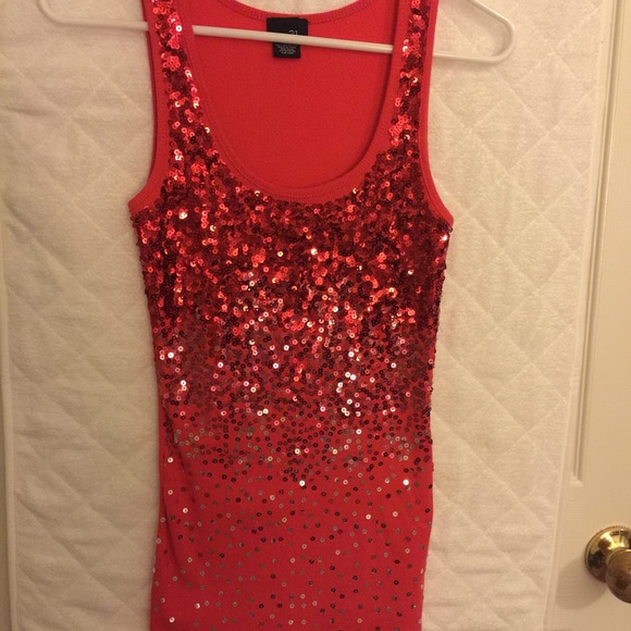 Rue21 Tops - Rue 21 Sparkly Sequin Tank CORAL small