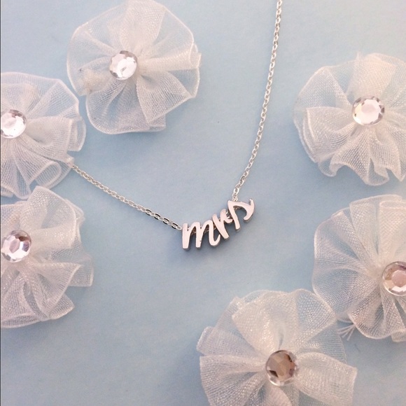 "Mrs" Tiny Initial Necklace in Gold or Silver - Picture 2 of 2