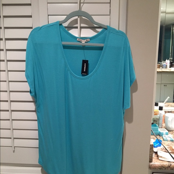 Turquoise flowy off shoulder top