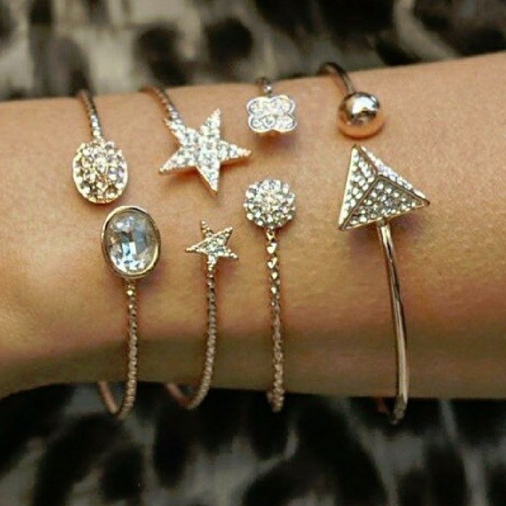 🍀 Lucky Clover 🍀Rose Gold & Crystal Bangle