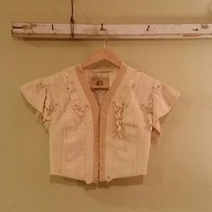 Lady-Like Cropped Antique Coat, Short Sleeve