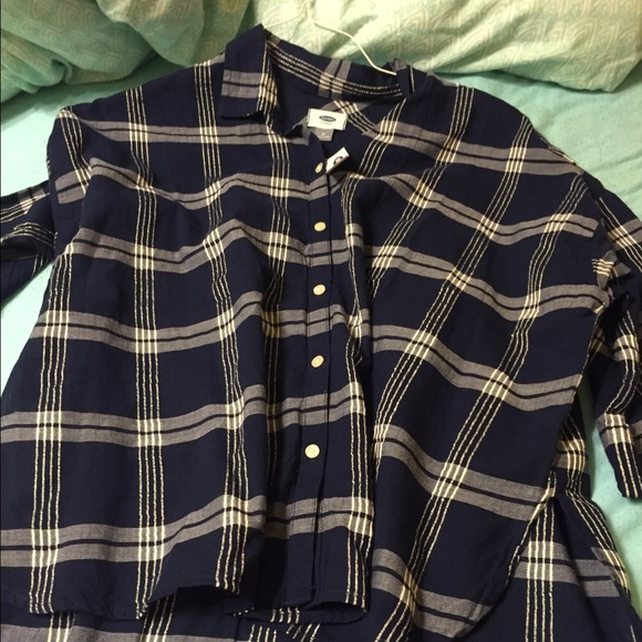 Old Navy Tops - Blue/white plaid button up
