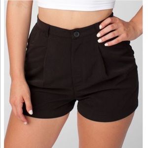 NEW American Apparel Black Pleated Cuff Shorts