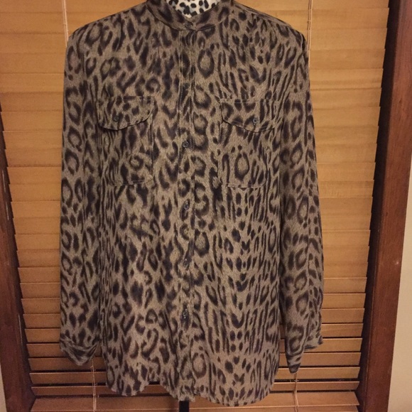 Chaps Leopard Print Blouse