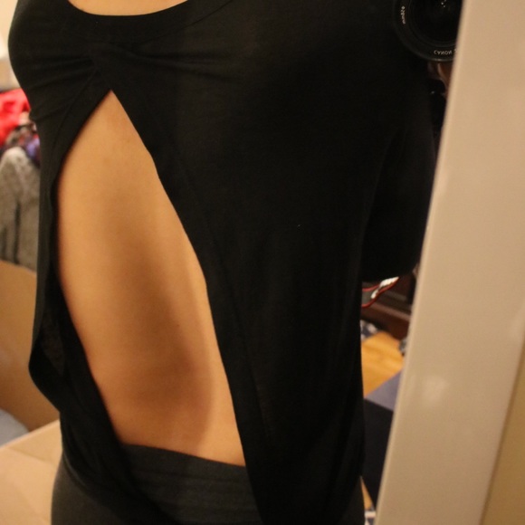 Backless cotton black long sleeve