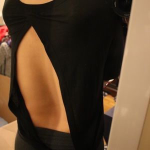 Backless cotton black long sleeve