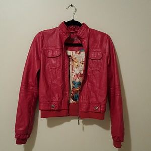 Faux Leather Bomber Jacket