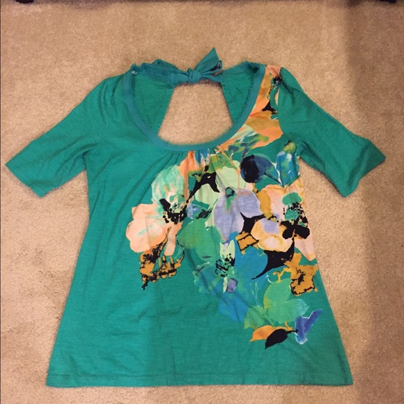 Anthropologie Cut-out Flowered Top