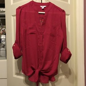 Maroon Kohls Candies polyester medium dress shirt