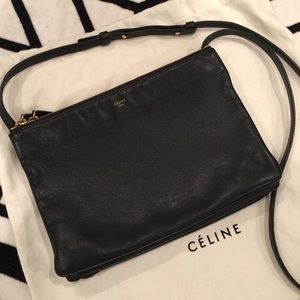 Celine zip trio black large