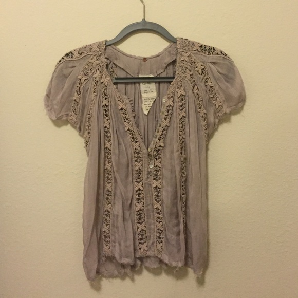 Free People Lavender Button Down Top