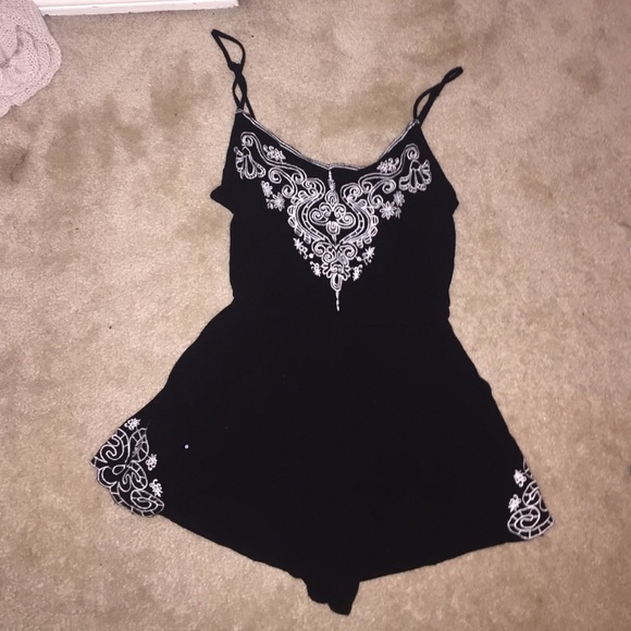 black embroidered romper