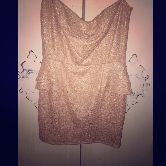 2b Bebe sparkly nude peplum dress