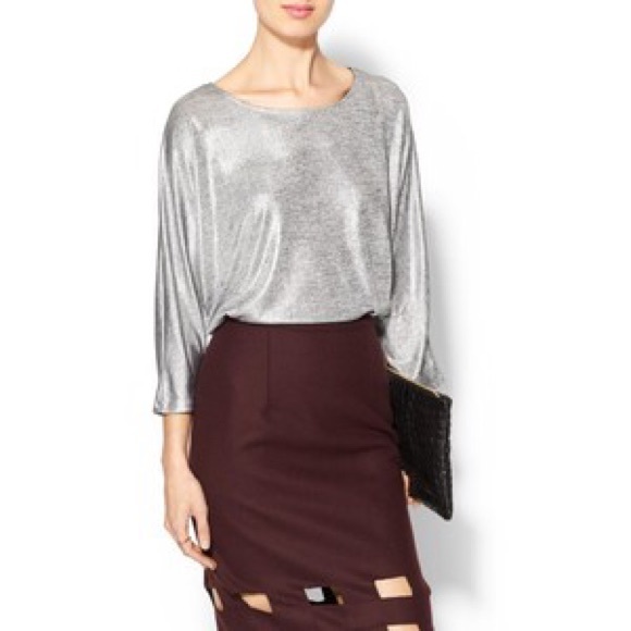 NWOT Metallic dolman top w/ sheer back