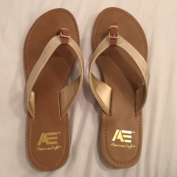 Gold sandals worn once