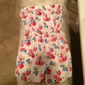 White floral forever 21 strapless romper