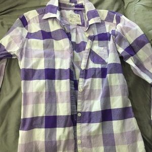 American Eagle button up purple plaid