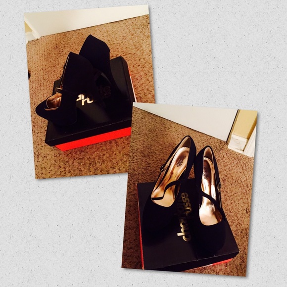 All black Heels glamorous gold interior.