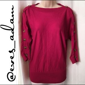 Reddish Pink 3/4 button sleeve sweater