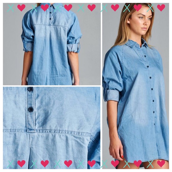 BUTTON DENIM DRESS OR TUNIC - Picture 2 of 2