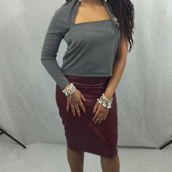 Vinyl skirt knit top