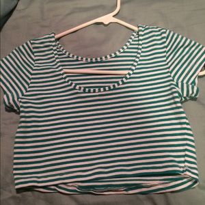 Blue and white stripped crop top