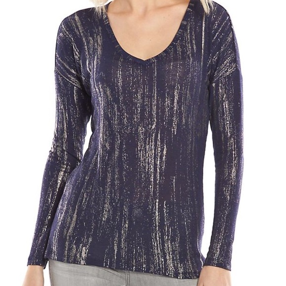 Rock & Republic Tops - Rock & Republic purple & silver streaked foil top