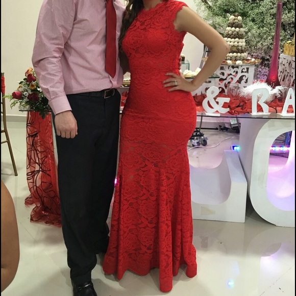 Red lace gown