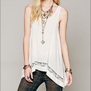 free people high low outlined tank --snow