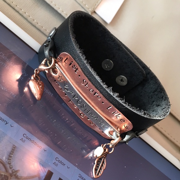 ✨Poshmark✨Custom Stamped Leather Cuff✨ - Picture 2 of 4