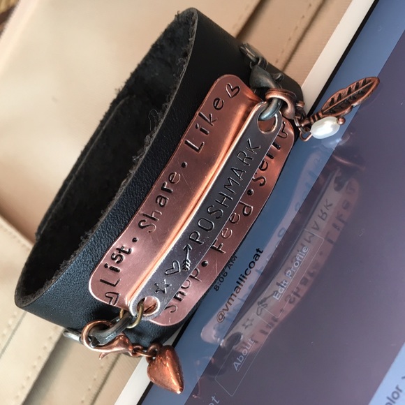 ✨Poshmark✨Custom Stamped Leather Cuff✨ - Picture 3 of 4